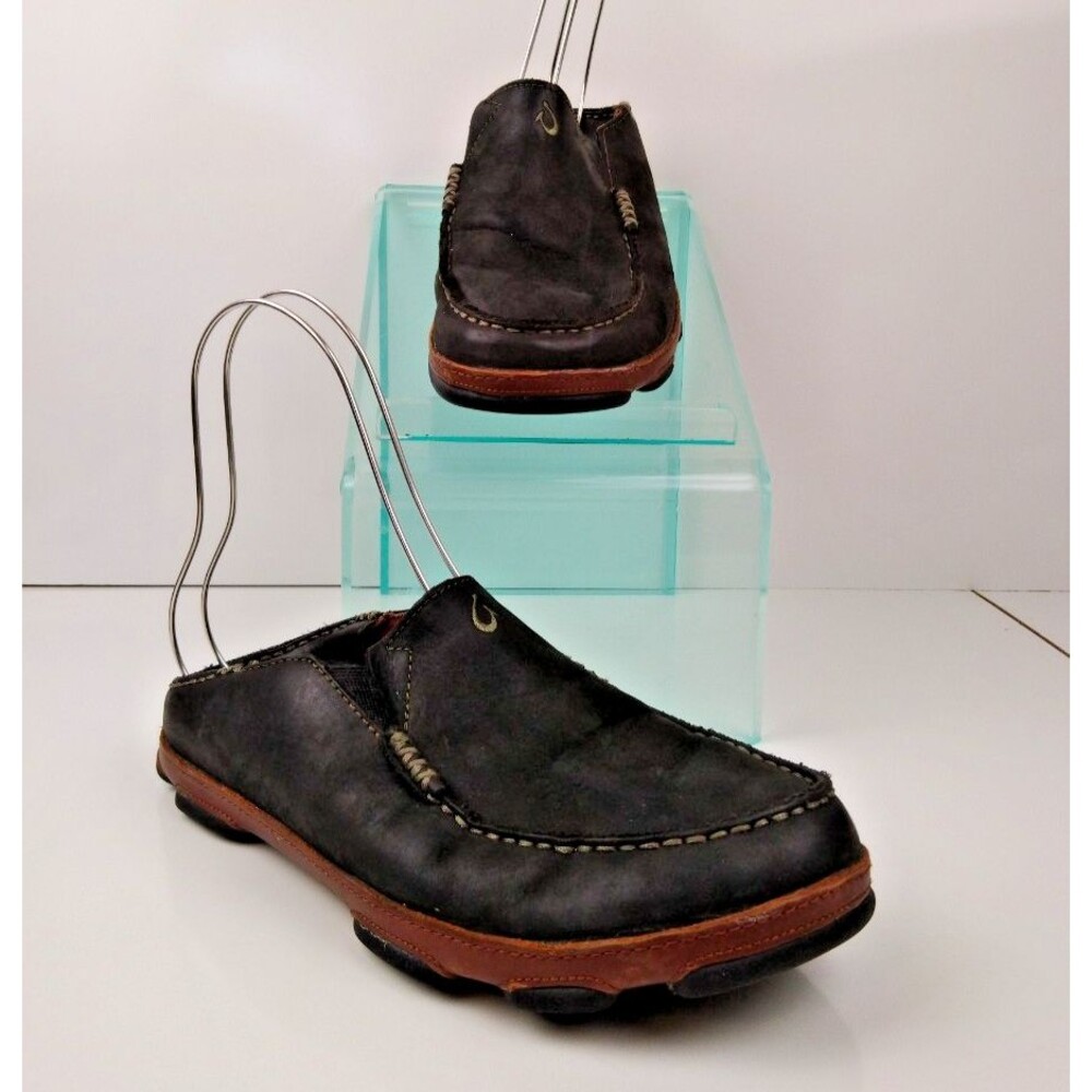 OluKai Moloa Slip on Casual Loafers Casua Men's Size 8.5 Black Leather